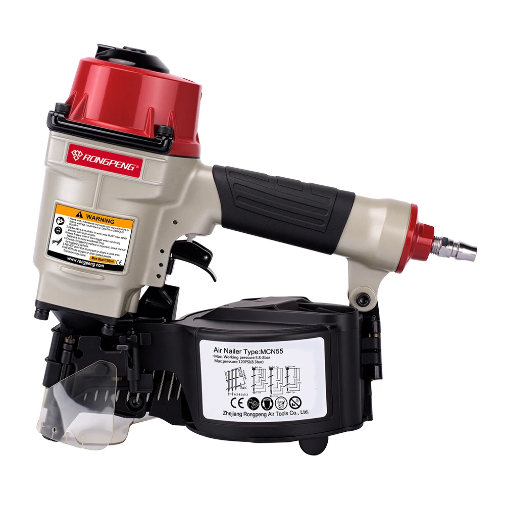 

RONGPRNG MCN55 Air Roofing Coil Nail Gun with 15 Degree Flat Wire Welded Nails