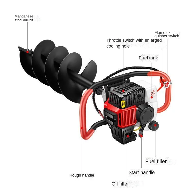 

202678CC High Power Ground Drilling and Drilling Machine Tree planting digger Gasoline rig Two stroke drilling pile dri