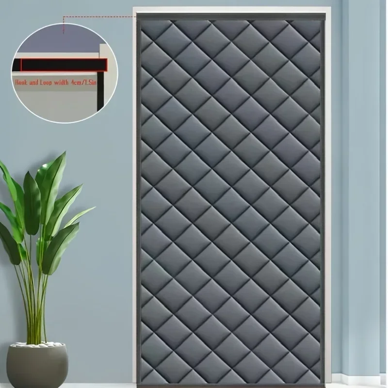 Door Curtain Hexagonal Solid Color Thickened Windproof, Cold Proof, Winter Cotton HouseholdCold Insulation, Thermal Insulation