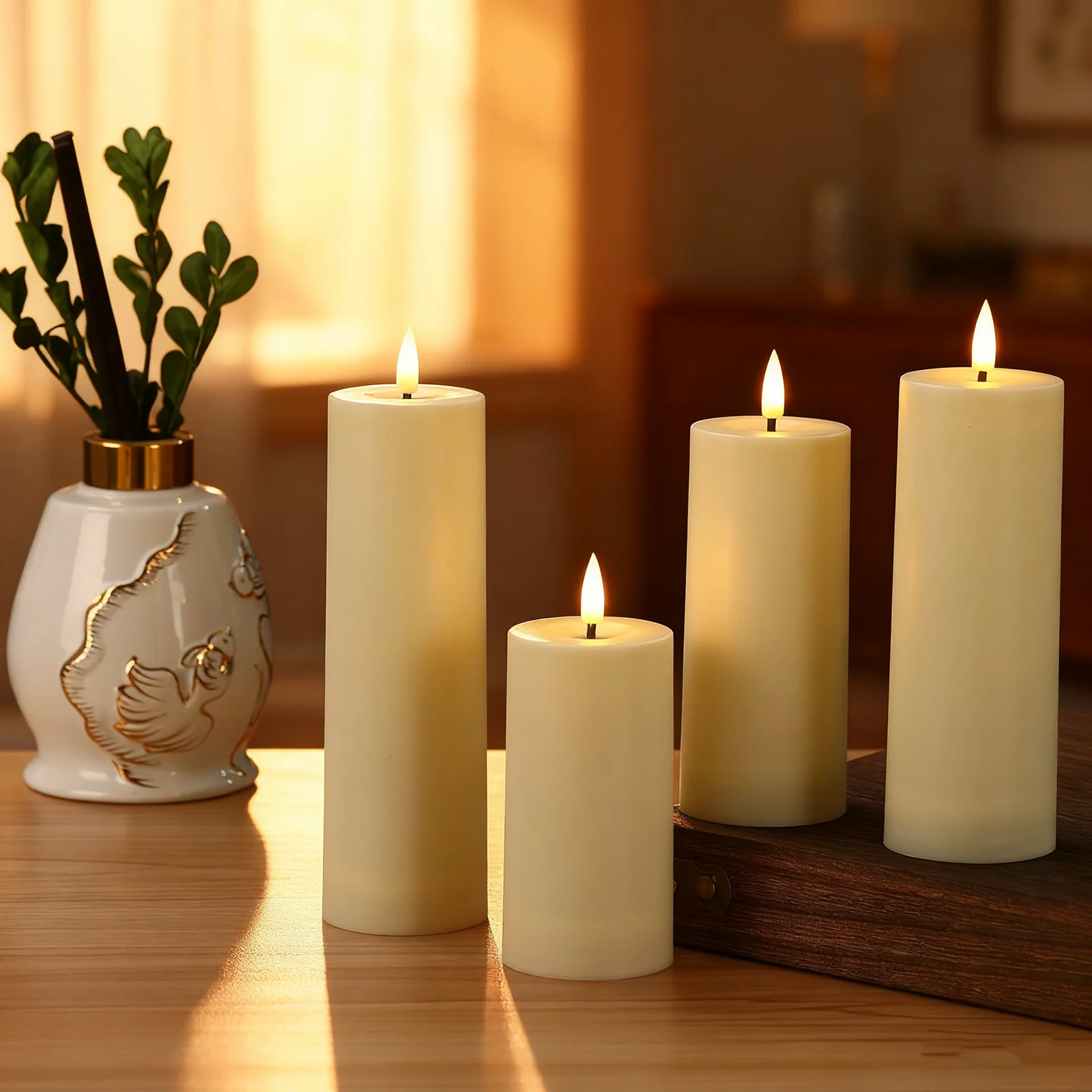12 Pieces of Rechargeable Candle Lights with Timing Remote Control, LED, Flameless, Suitable for Wedding Rooms, Gardens, Holiday