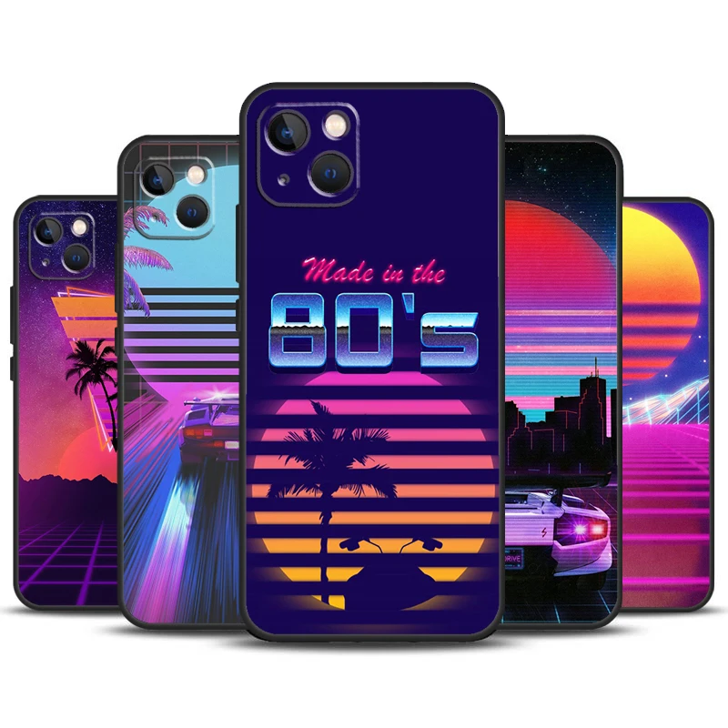 Neon Retrowave 80s vintage art Case For iPhone 16 15 14 13 12 11 Pro Max Plus X XS Max XR 7 8 Cover Accessories