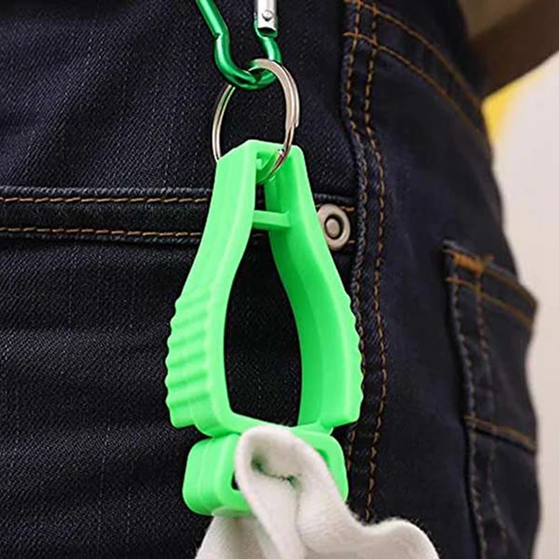 Fixed Glove Clip For Work Glove Holders With Metal Carabiners For Construction Worker Guard Labor(Green)