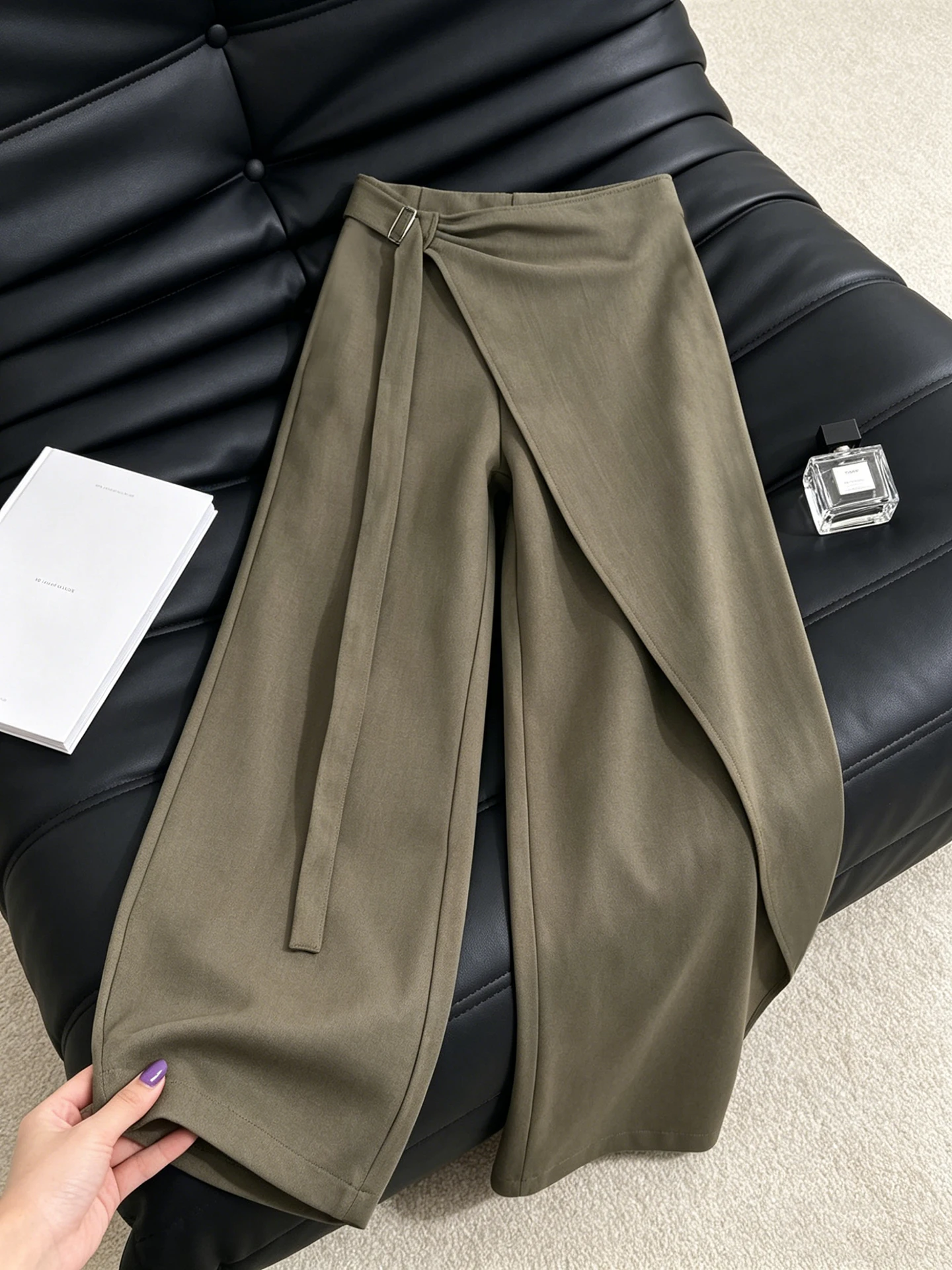 American Retro Brown Grey Casual Pants Women's New 2026 Summer Thin High Waist Draped Straight Leg Suit Wide Leg Pants