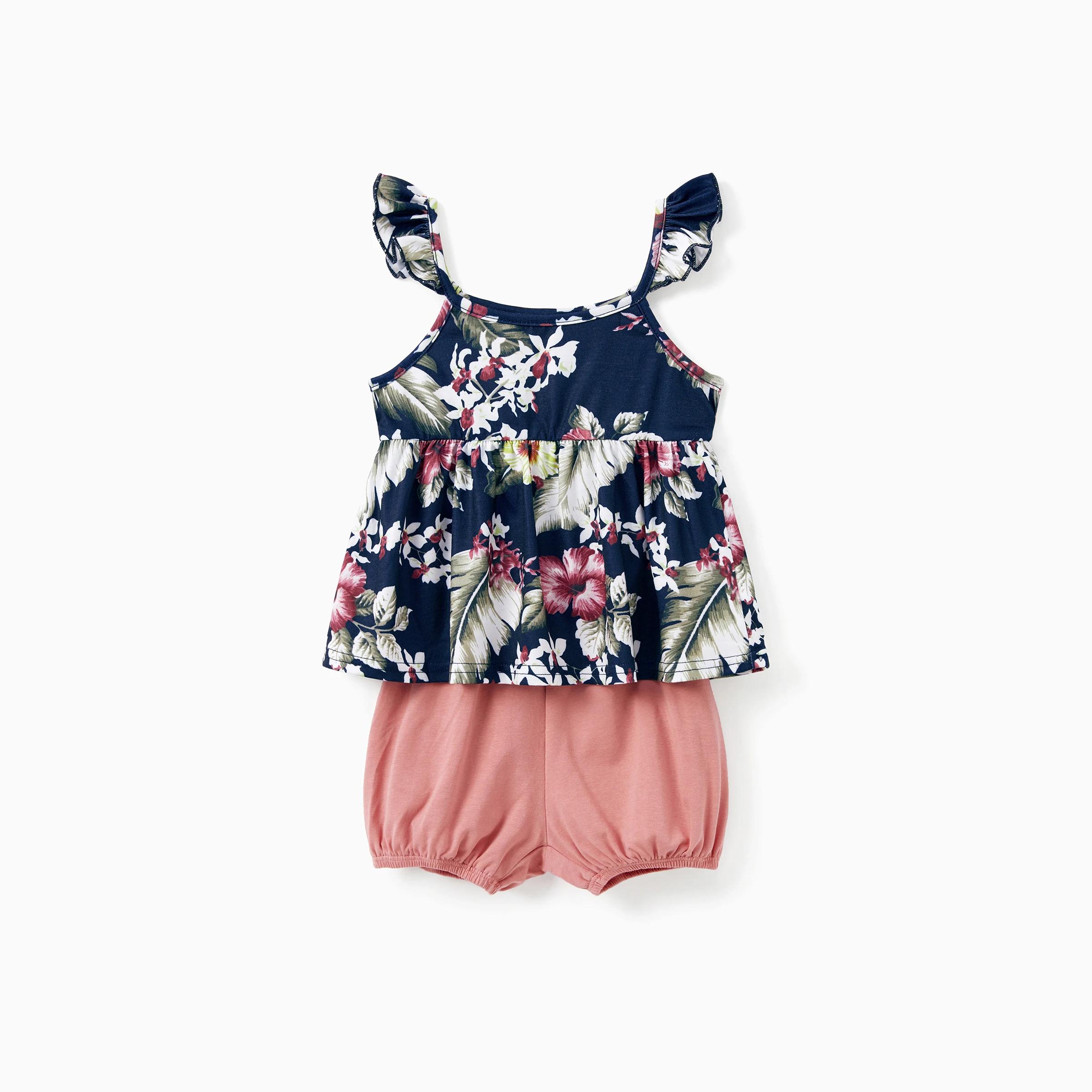 PatPat Family Matching Sets Floral Panel Tee or Button Up Belted Strap Dress with Pockets