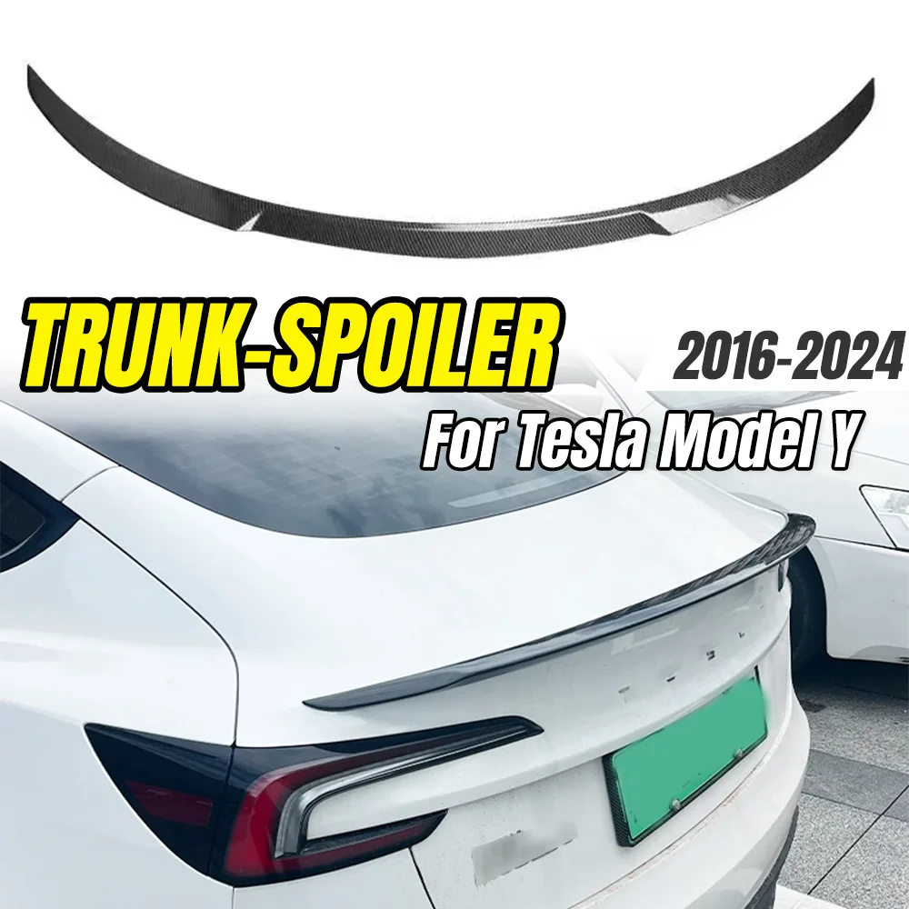 

For Tesla Model Y 2016-2024 Carbon Fibers ABS Spoiler Rear Door Tail Trunk Wing ,Car Styling Upgrade Parts & Accessories.