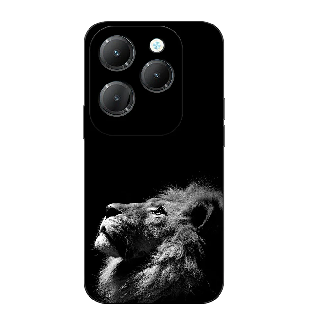 Case For infinix HOT 40 PRO 4G Silicon Phone Cover black tpu case funy skull skeleton lion