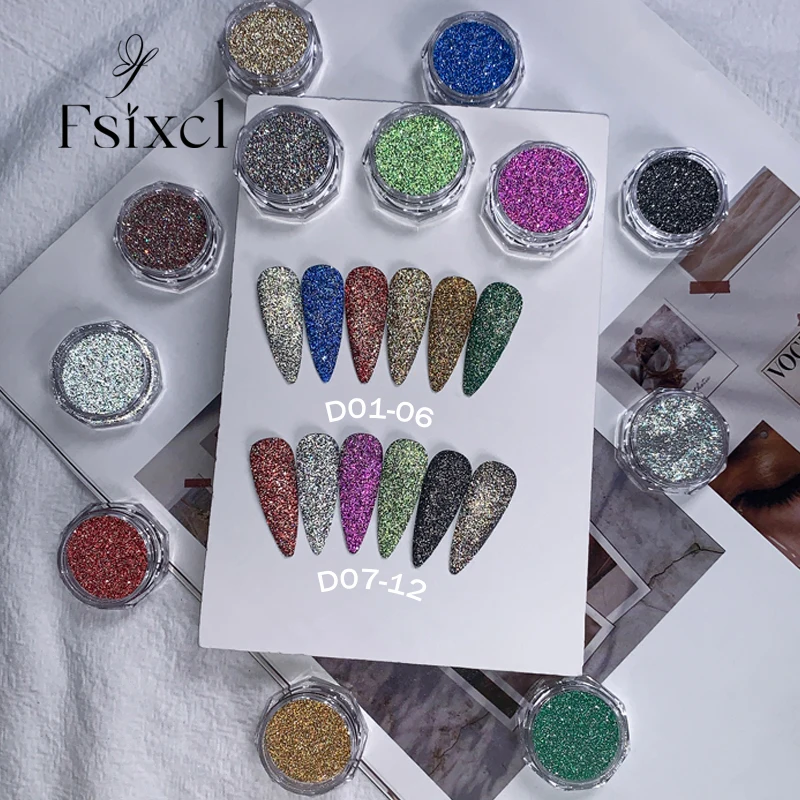 FSIXCL Reflective Diamind Nail Glitter Shiny Powder Sparkle Colorful Pigment for Party Disco Nail Art Manicure Design Dust