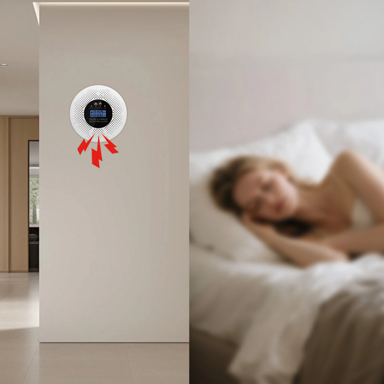 Smoke and Carbon Monoxide Detector with LCD Display Smoke Detector Powered by Battery for House Apartment Kitchen