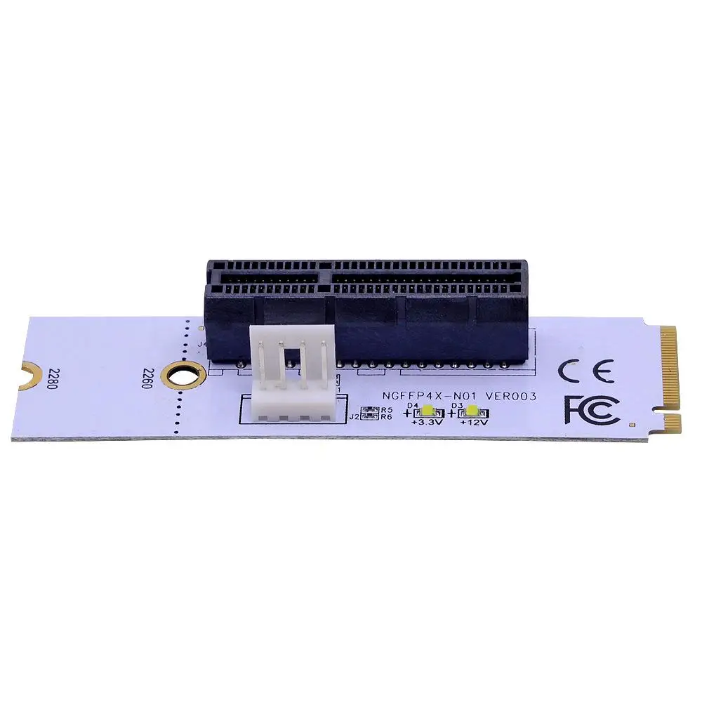 NGFF M.2 To PCI-E 4X Riser Card M2 Key M To PCIe X4 Transfer With LED Voltage Indicator For PCI Express 1X To 16X Adapter Cord