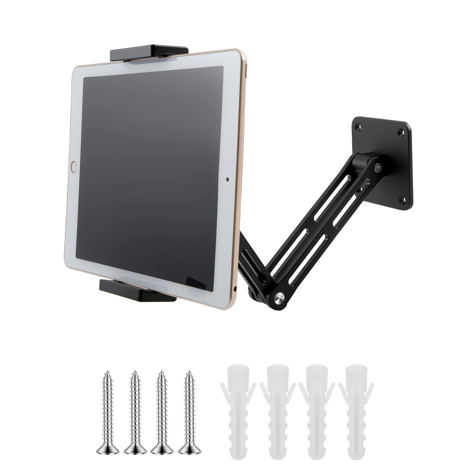 Tablet Wall Mount Holder Aluminum Alloy Foldable Phone Holder with Screws 360° Rotating Universal Mobile Phone and Tablet Stand