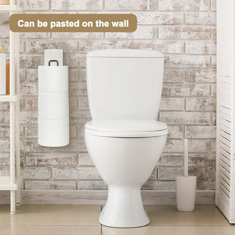 حامل ورق تواليت للحمام مع مساحة تخزين إضافية 3 لفات، حامل ورق تواليت فوق الخزان على الحائط، منظم مرحاض صغير #6