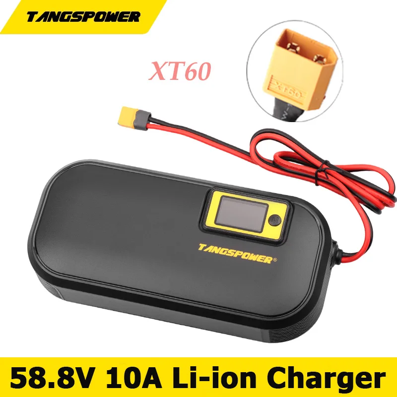 58.8V 10A Lithium Battery Smart Charger For 14Series 51V Li-ion Rapid Charger With LCD Dispay With XT60 Connector High Quality