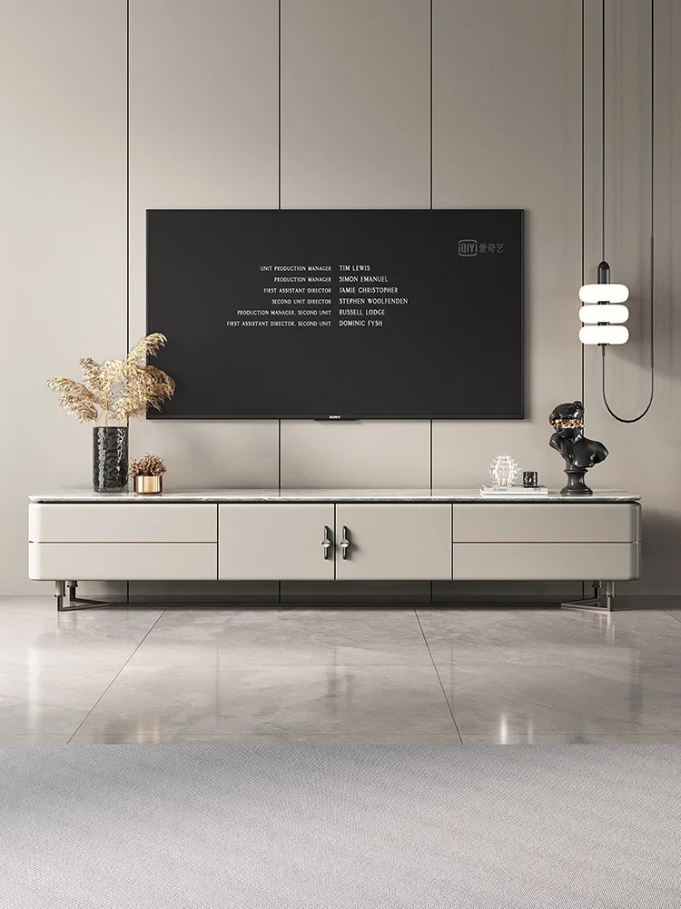 

Light luxury TV cabinet, coffee table combination, living room minimalist marble floor cabinet