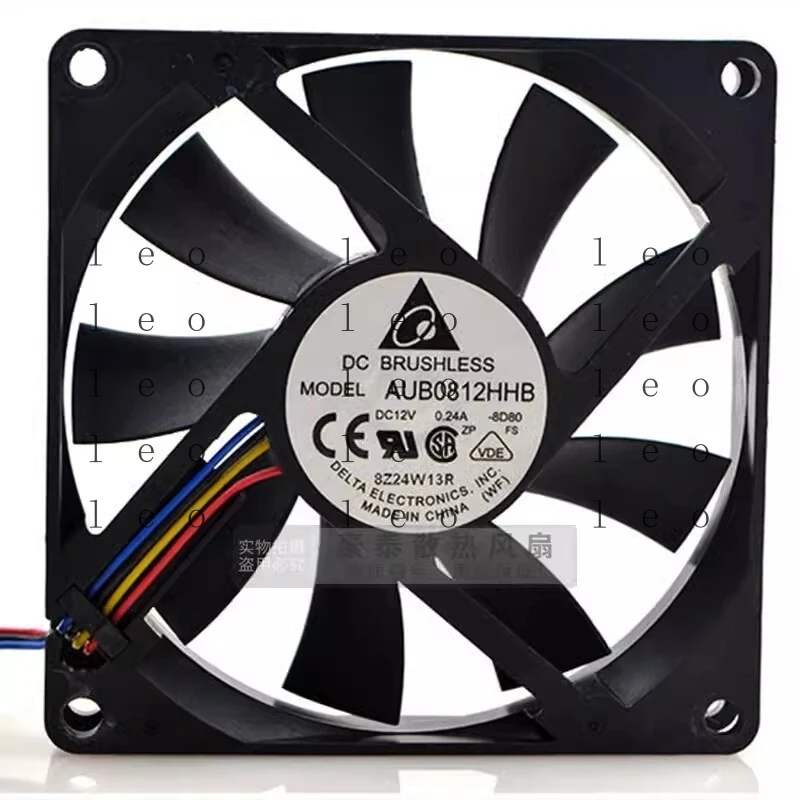 

AA for Delta AUB0812HHB 8015 DC12V 0.24A 8CM 4-Wire Silent Dual Ball Cooling Fan