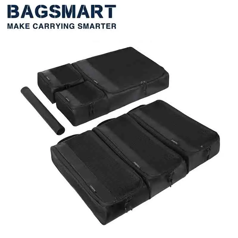 7 Pcs กระเป๋าเดินทาง Organizer น้ำหนักเบากระเป๋าเดินทาง BAGSMART ไนลอนแบบพกพาเส้นซิปเสื้อผ้าเก็บกล่อง