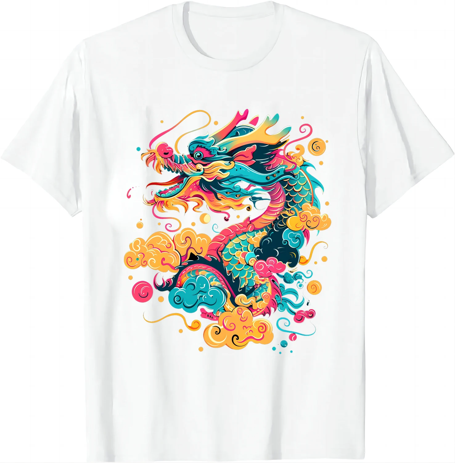 Mystic Colorful Dragon Shirts Igniting The Joy of Celebration Unisex Style Shirts for Women Men Clothing Anime Clothes Y2k