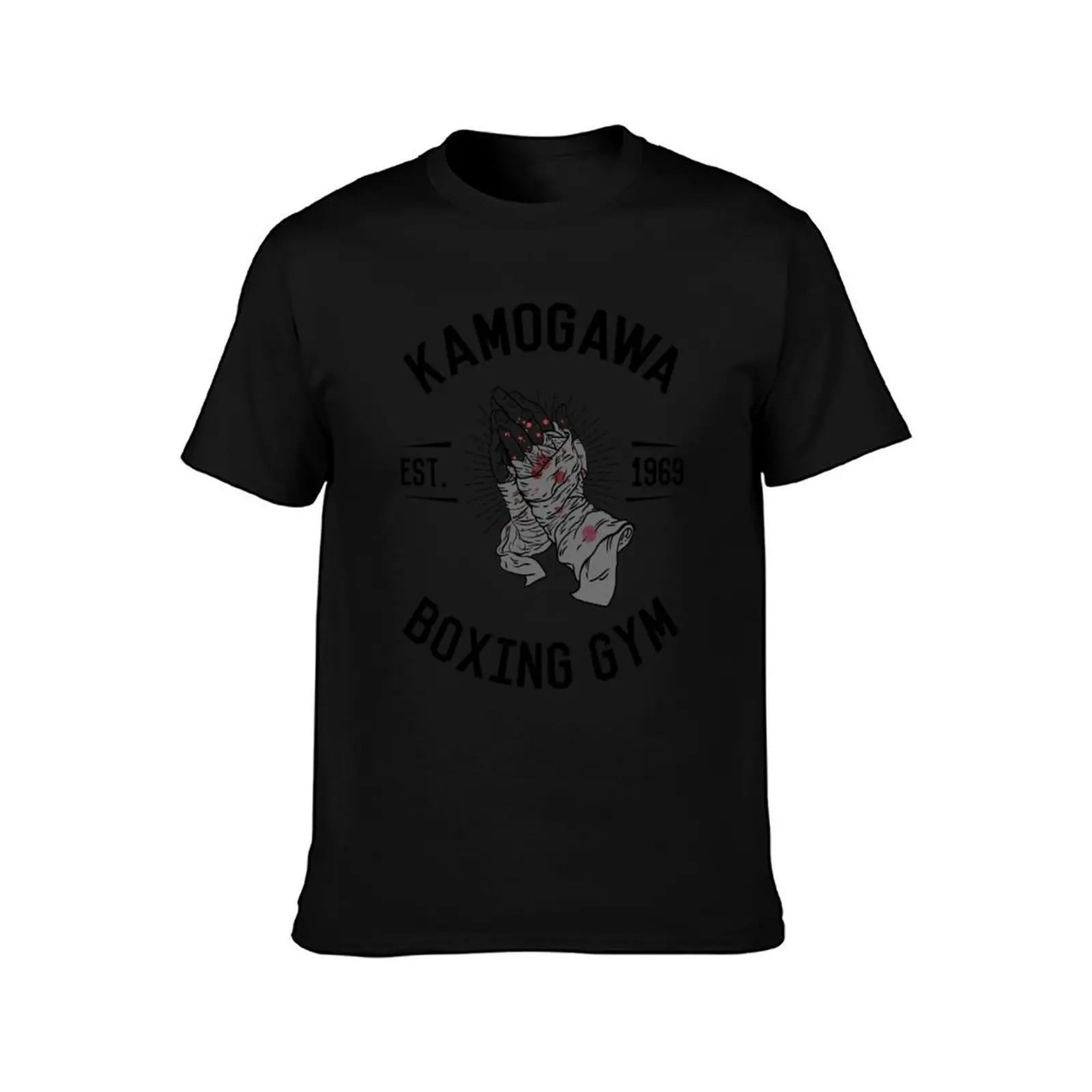 Kamogawa Boxing Gym Praying Hands T-Shirt, Summer Casual Cotton Tee, Oversized Streetwear Tops, Vintage Graphic Print