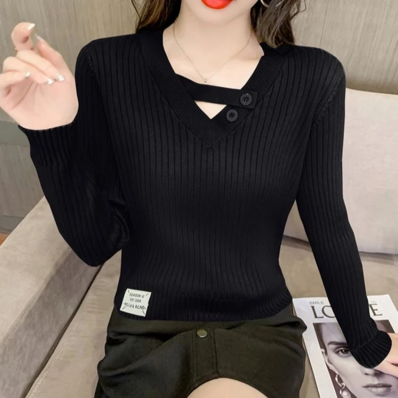 

New Fashion All-match Short Sweaters Autumn Winter Long Sleeve Solid Simplicity Vintage Pullovers Fashion Office Women Clothing