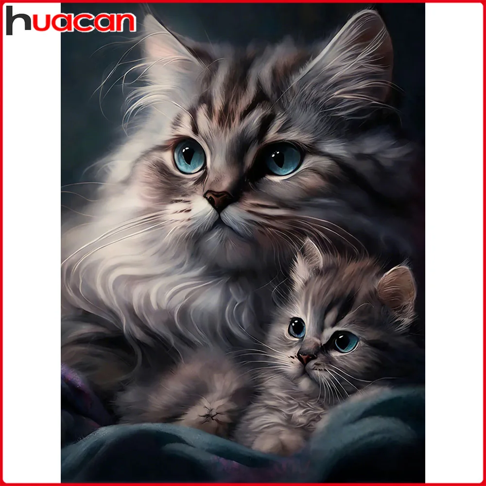 Huacan Vollquadratische und Runde Diamant-Malerei Katze Diamant-Stickerei Tier Neue Kollektion Dekorative Gemälde