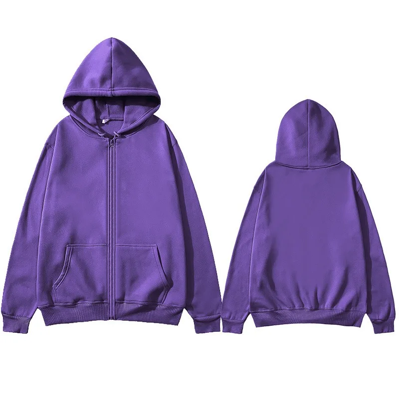 2025 cardigan hooded sweatshirt solid color sportswear top autumn and winter same zipper shirt