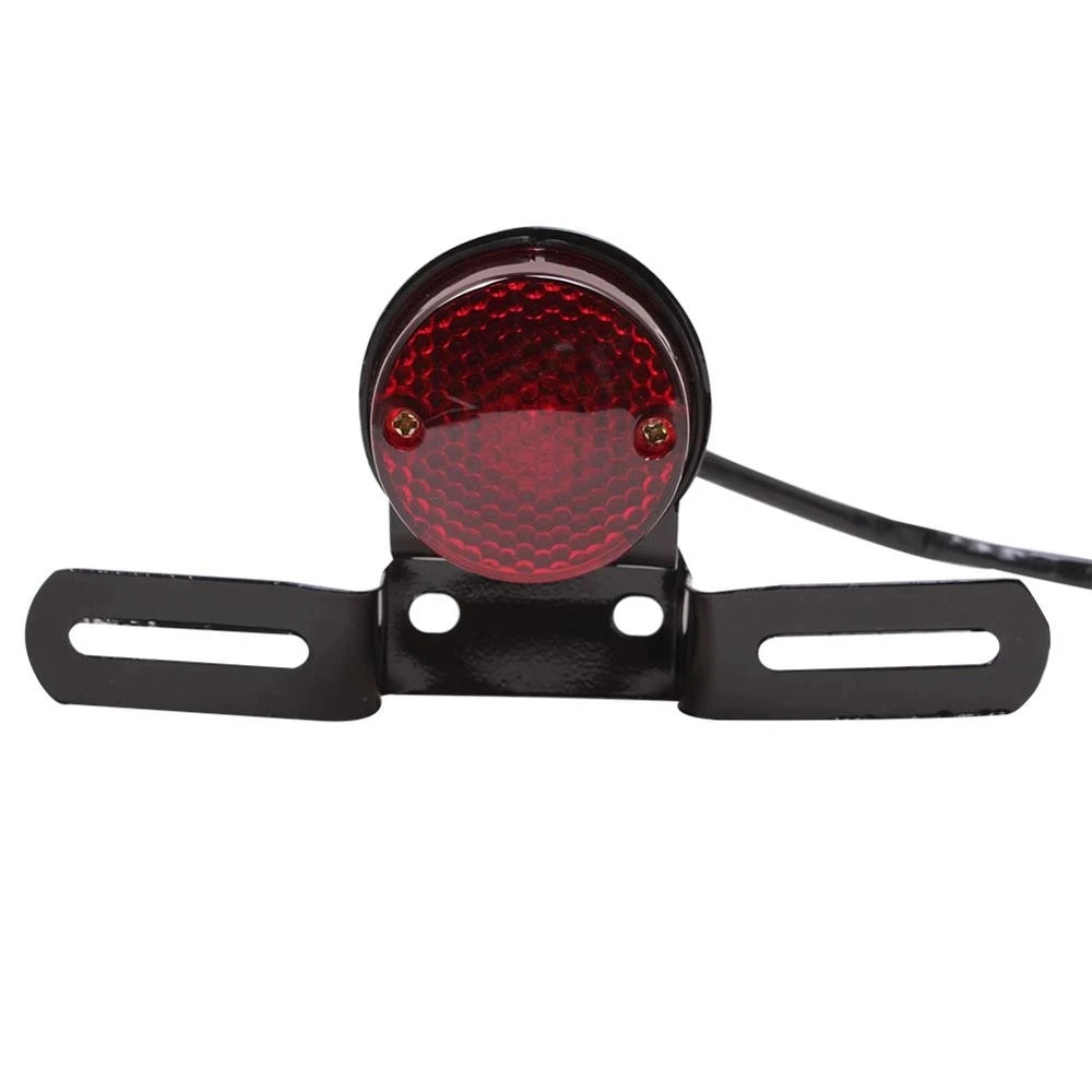 ROUND RED LED MOTORCYCLE ATV TAIL BRAKE STOP RUNNING LIGHT LICENSE PLATE BRACKET