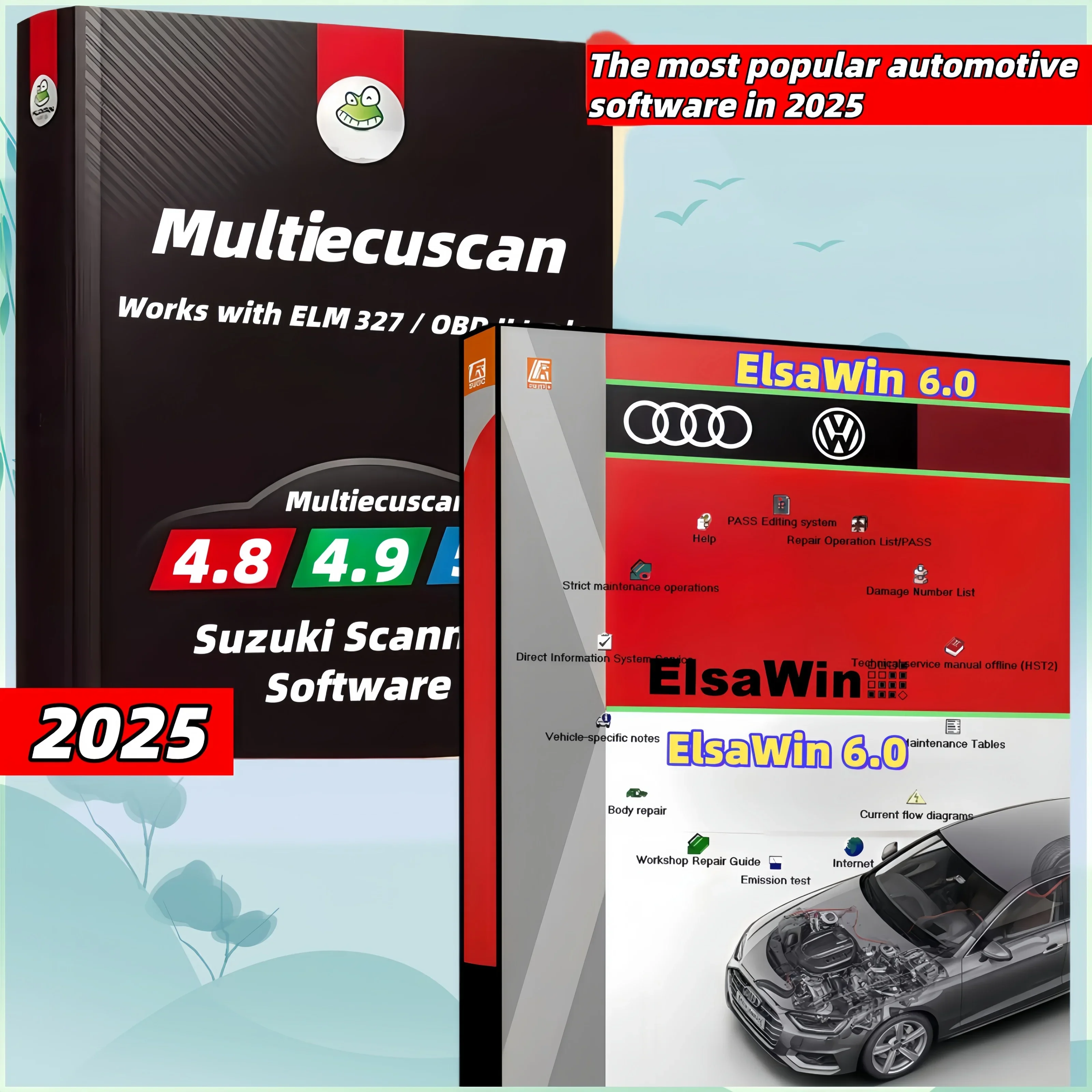 2026 Auto software ElsaWin 6.0 (for VW/Audi/Skoda/Seat) + Multiecuscan V4.8 - V5.0 (for Fiat Chrysler Dodge Jeep Suzuki)