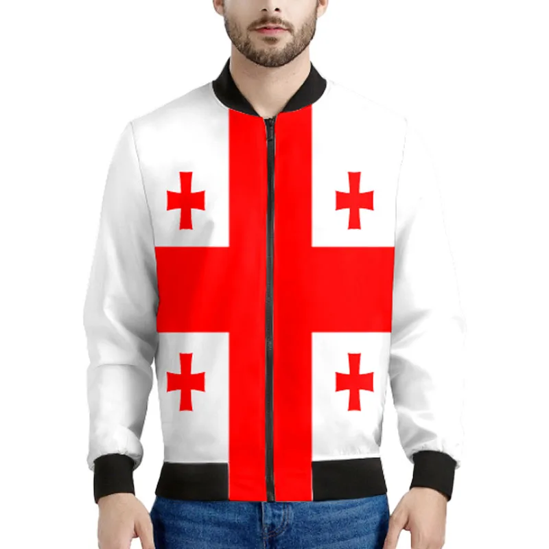 Georgia Zipper Jacket Diy Free Custom Made Name Number Geo Coats Nation Flag Ge Print Photo Georgian Republic Country Clothes