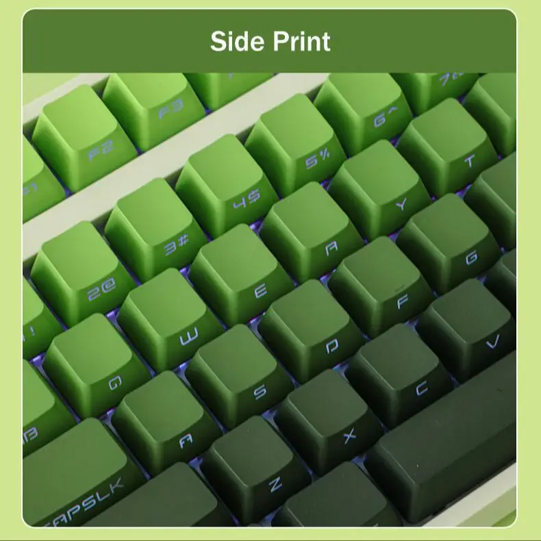 Matcha Gradiënt Keycaps Groen Backlit Transparant Keycap Oem Profiel Pbt Side/Top Print Key Cap Voor Mx Switch Keyboards Gk61 67