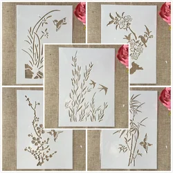 5 unids/lote 29cm A4 golondrina pájaro hierba bambú DIY capas plantilla para pintura libro de recortes colorear relieve álbum plantilla decorativa