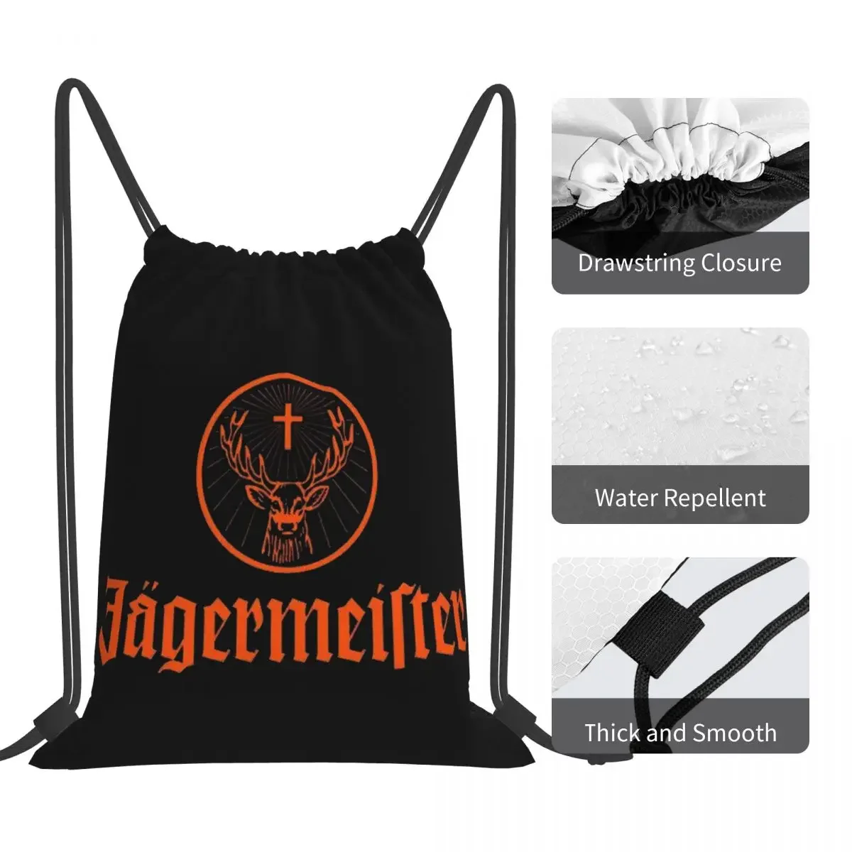 Jagermister Mochilas Casuais, Sacos de Cordão Portátil, Bundle Pocket, Diversos Bag, Bookbag para Viagem, Escola