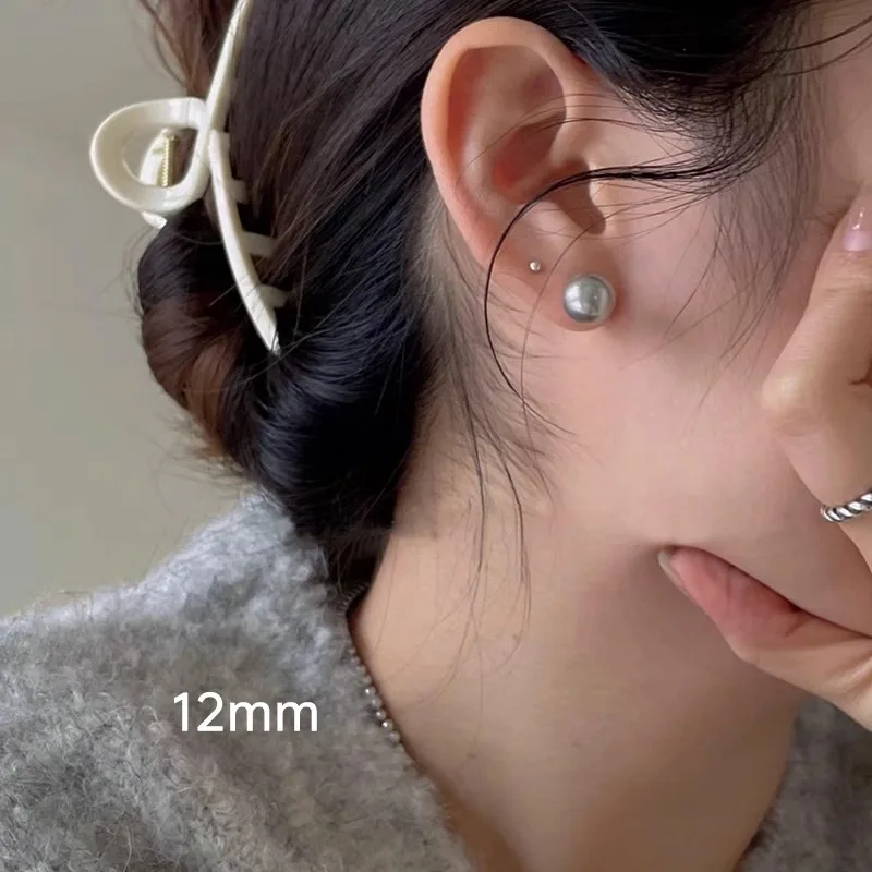 999 إبر الأذن الفضية العديد من القنب أورورا البلاتين الفضة الرمادية شقة مستديرة على البخار الكعك اللؤلؤ وأقراط المرأة كبار