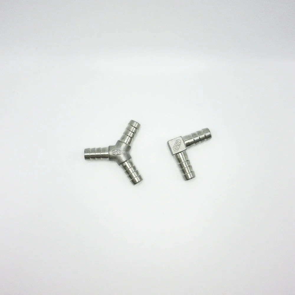 Conector de Mangueira em Aço Inoxidável 304 Tipo L Y de 6-25mm, Conector de Mangueira em Forma de Y de Três Vias para Água e Óleo