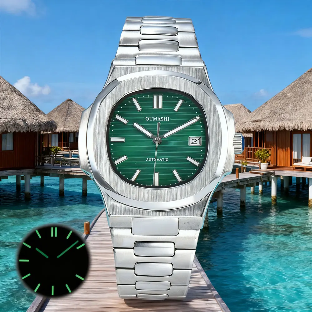 

40mm men's watch Chinese NH35 automatic mechanical watch with multi-color dial and luminous display - stainless steel watch