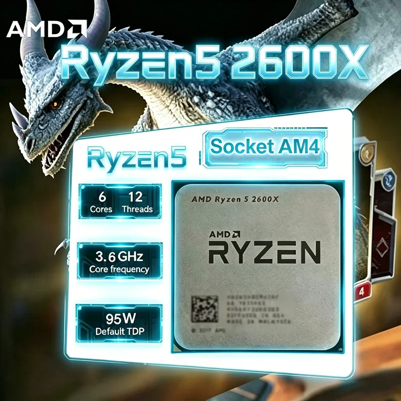 

AMD Ryzen 5 2600X R5 2600X Zen+ 12nm 6C12T 3.6-4.25GHz 16MB L3 Unlock CPU DDR4 PCIe3.0 Socket AM4 Loose Tray Chip
