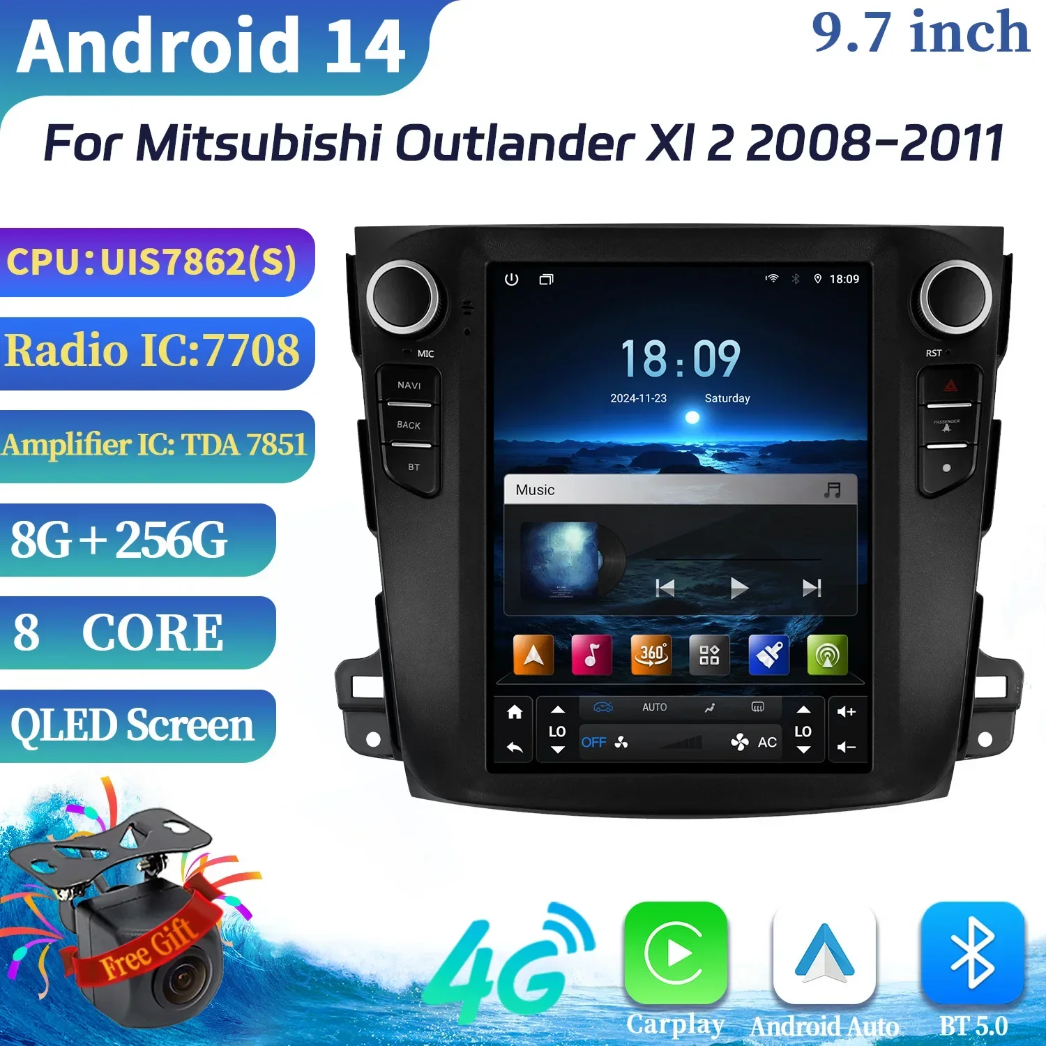 9.7inch For Mitsubishi Outlander Xl 2 2008-2011 Car Radio Multimedia Video Player car Navigation 4G GPS Android Car Play Screen