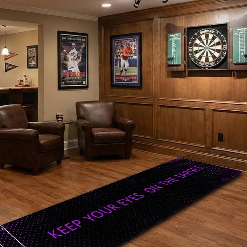 VIKAMA Cyber Dart Mat Keep Your Eyes On The Target Throw Line Carpet Non-Slip Wear Resistant for Game Room Bar Decor