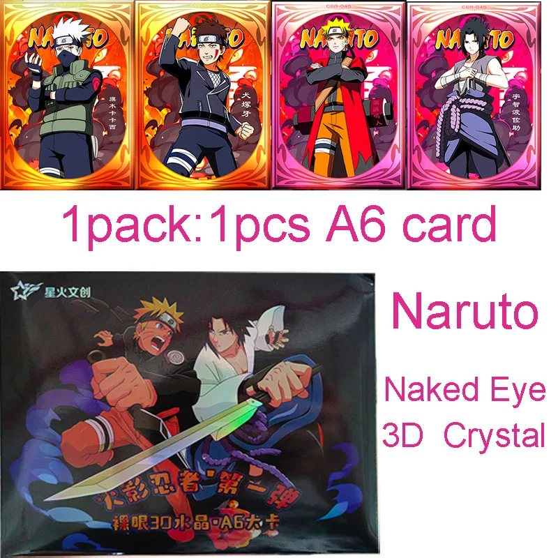 

2024 Newest Naruto Cards Naked Eye 3D Crystal A6 Card Hinata Sakura Sasuke Booster Box TCG Hobby Gift