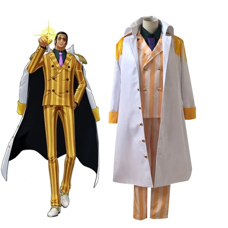 Kizaru Taisho Borsalino Cosplay Admiral Monkey D Garp Cosplay Uniform Suit Set Outfit Halloween