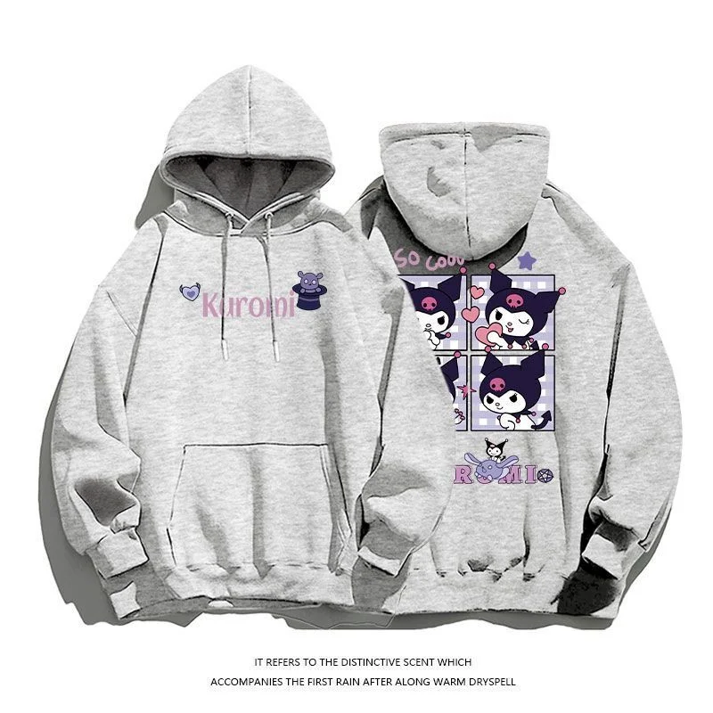 Japanese Sanrio Kuromi Hooded Sweatshirt Pure Cotton Hoodie Kpop Kawaii Clothes College Style Goth Women Clothes Anime Hoodie