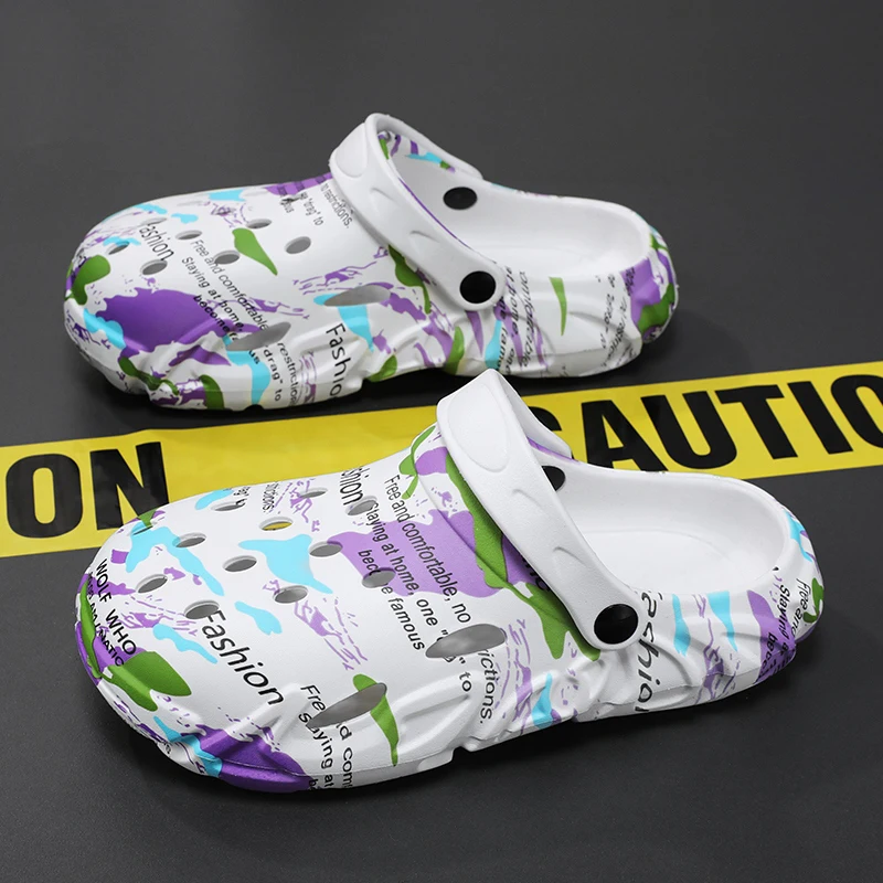 Sandals Men's Slippers Soft and Comfortable Color Printing Shoes for Men Indoor and Outdoor Wear-resistant Ventilate Non-slip