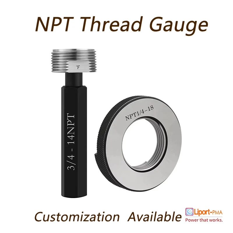 3-Step NPT Thread Plug/Ring Gauge, Go/NoGo Gauge for Pipe Fitting Inspection, High Precision Wear-Resistant Customizable