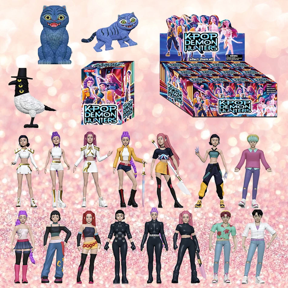 Figurki Kpop Demon Hunters, zabawki kolekcjonerskie w pudełku, figurki Demon Hunters, postacie z gier, modele z PVC, figurki akcji, zabawki dekoracyjne