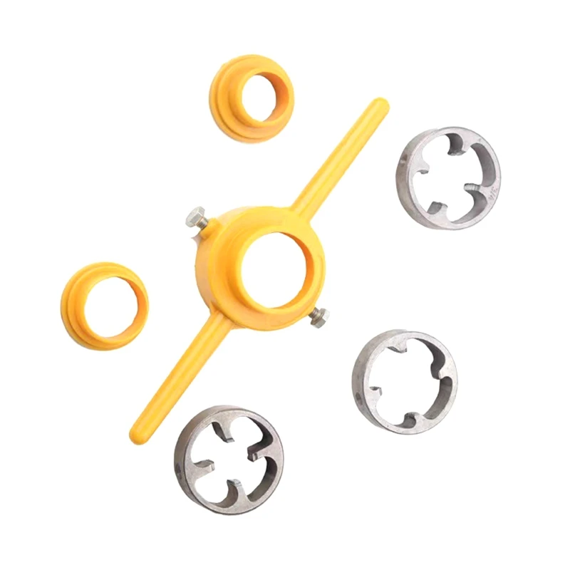 

Plastic Pipe Round Die Set With 3 Dies 1/2", 3/4" And 1" NPT Die Set Manual Hand Tool For PVC Threading