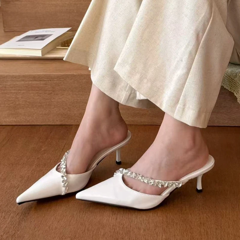 

Новинка 2025, женские модные туфли на высоком каблуке, пикантные тапочки на полиуретановой подошве с перекрестным ремешком