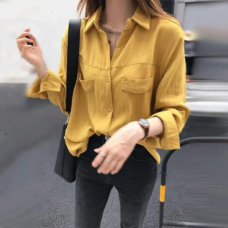 Blusas White Shirt Woman Long Sleeve Korean Fashion Women\'s Blouse Chemise Femme Elegant Clothes  Aesthetic Collared Tops