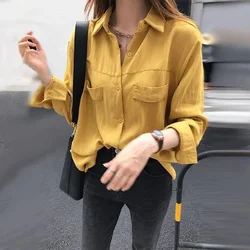 Blusas White Shirt Woman Long Sleeve Korean Fashion Women's Blouse Chemise Femme Elegant Clothes  Aesthetic Collared Tops