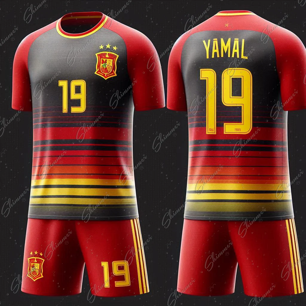 Custom Football Jerseys 2pc Short Sleeves Spain Style Pop Kids Youth Training And Competition Sports Tracksuit Man Soccer Jersey