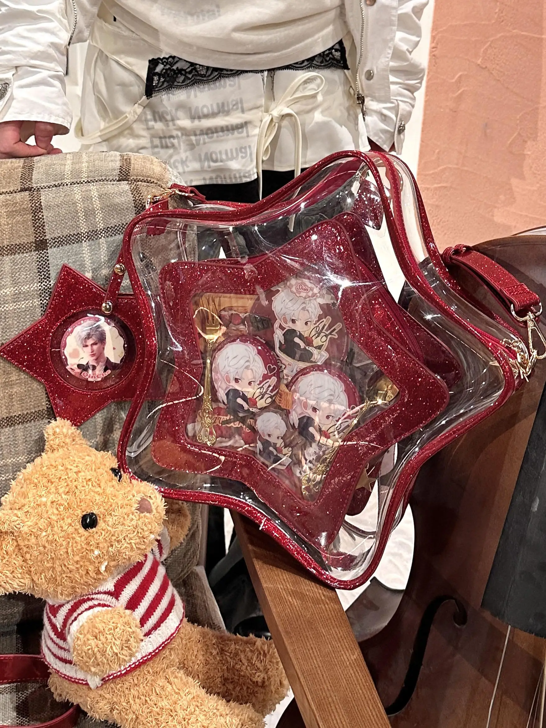Original Diagonal Shoulder Ita Bag Transparent Cute and Sweet Popular Stars Bag Girl Star Gummies Pain Bag Lolita