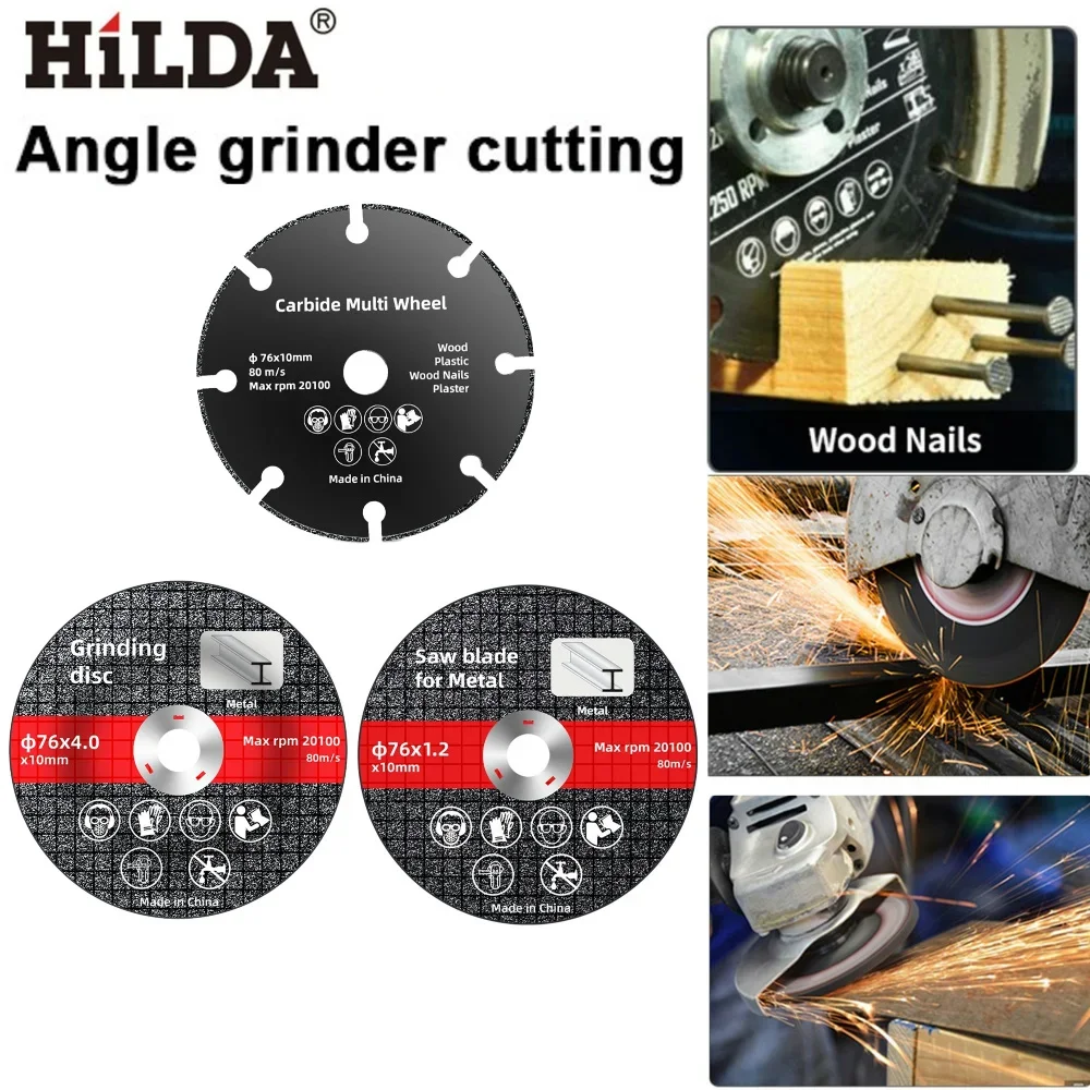 Hoja de sierra de corte Circular de acero inoxidable, disco de molienda de hierro soldado al vacío, para amoladora angular, 76MM, 1 piezas
