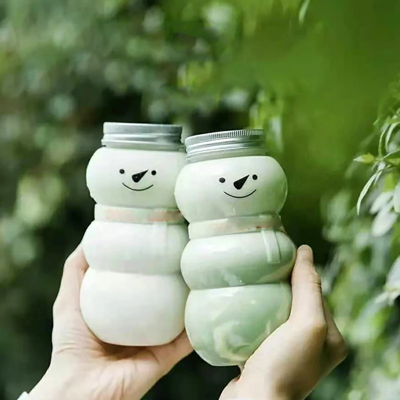 Disposable Drink Bottles Juice Bear Plastic Cup Cute Bear Juice Drink Milk Tea Beverage Storage Bottles With Lid Sealed Bottle